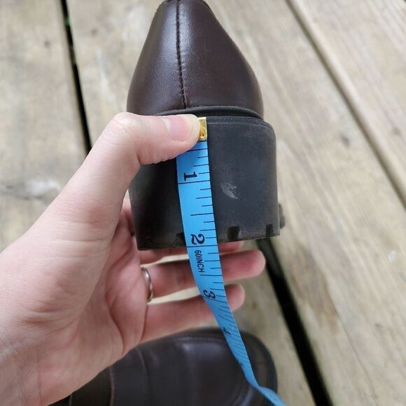 Vintage 90s y2k Esprit Bratz Brown Leather Chunky Block Heel Platform Oxfords - Picture 8 of 8